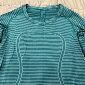 lululemon athletica Teal Striped Long Sleeve Top